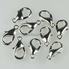Wholesale 14x7mm Silver Plated Lobster Claw Clasps Jewelry Findings 100pcs