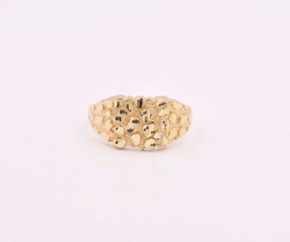 Mens Nugget Square Ring Real Solid 10K Yellow Gold ALL SIZES - Image 3 of 4