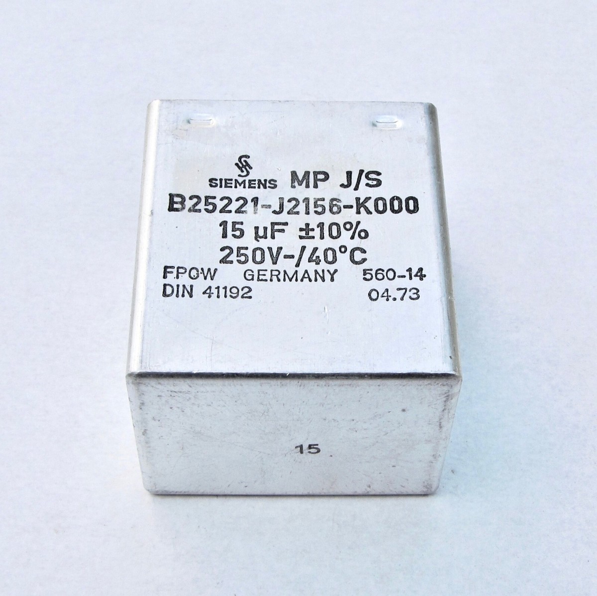Siemens 15uF 250V MP J/S Capacitor B25221 10% Klangfilm, Crossover