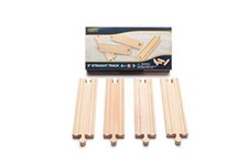 Wooden Straight Tracks  4 Piece Wooden Train Tracks for Kids