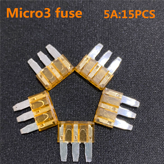 15 Pcs 3 Pins Micro 3 Blade Fuse 5 AMP Vehicle Car Fuses eBay