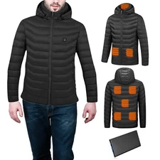 Heated Jacket with 5V 20000mAh Battery Pack Men's Winter Electric Heated Coat