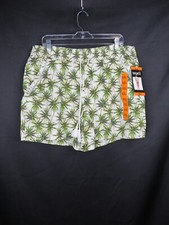 NWT BRIGGS GREEN PALM LINEN BLEND DRAWSTRING POCKET PULL ON SHORTS SZ XXL D531