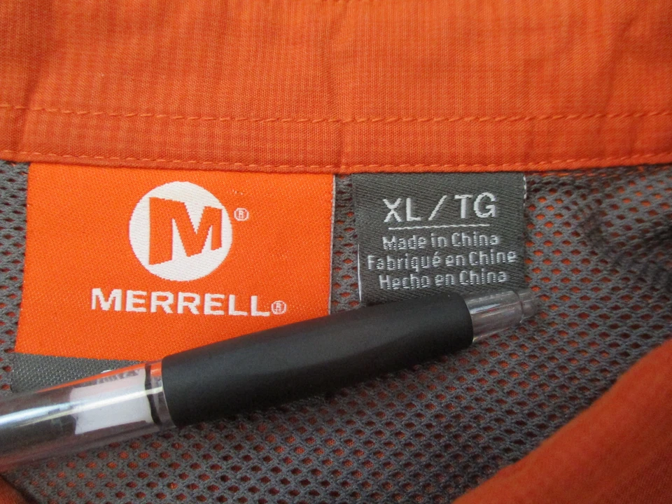 Merrell Shirt Mens Extra Large Orange Hiking Short Sleeve Button Up Camp - Image 3 of 4
