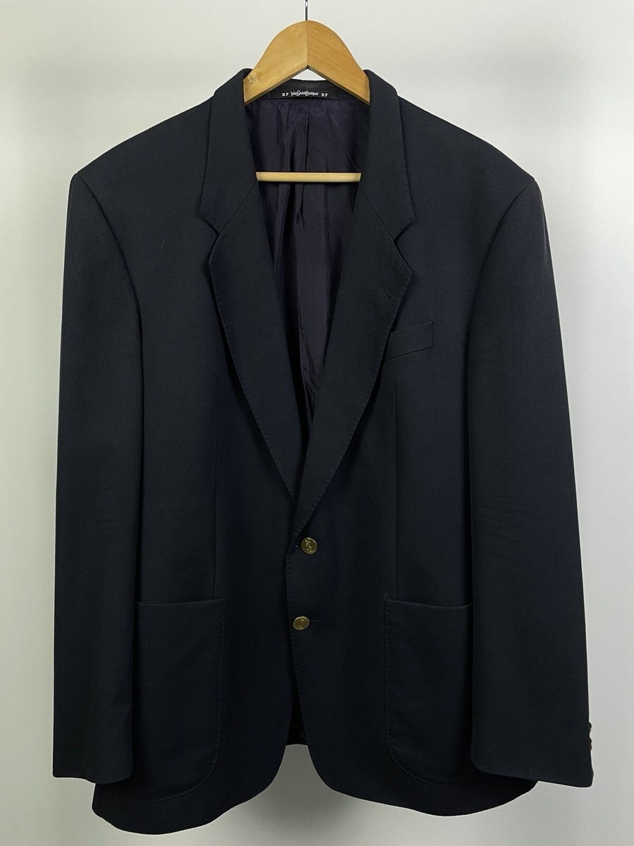 【イブサンローラン】ノーカラージャケット　金ボタン　ヘリンボーン　L Yves Saint Laurent Vintage Gold Buttons Jacket size 27 ( L-XL ) | eBay