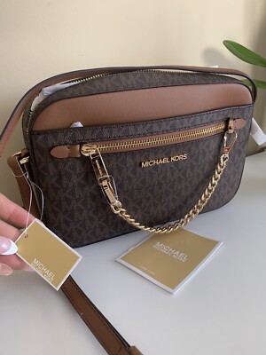 NWT MICHAEL KORS Jet Set large logo crossbody Bag