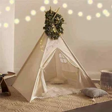 PlayVibe Kids Teepee Tent Toddler Play Tents with Light String & Star LED Lights