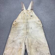 Carhartt Dungarees Adult 38x30 Tan Overalls Quilted Duck Bib Double Knee Men
