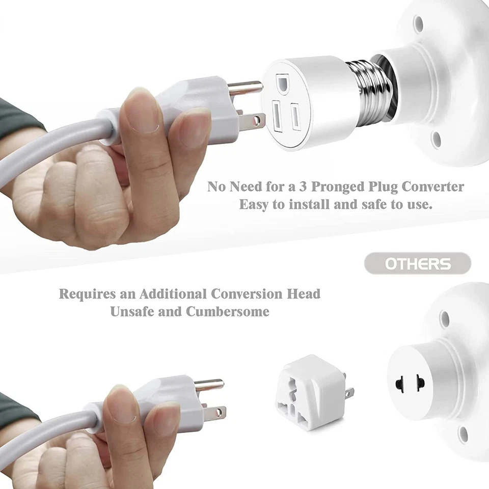 E26/E27 Bulb Socket Adapter Light Socket To Plug Adapter Outlet Plug Converter - Image 2 of 4