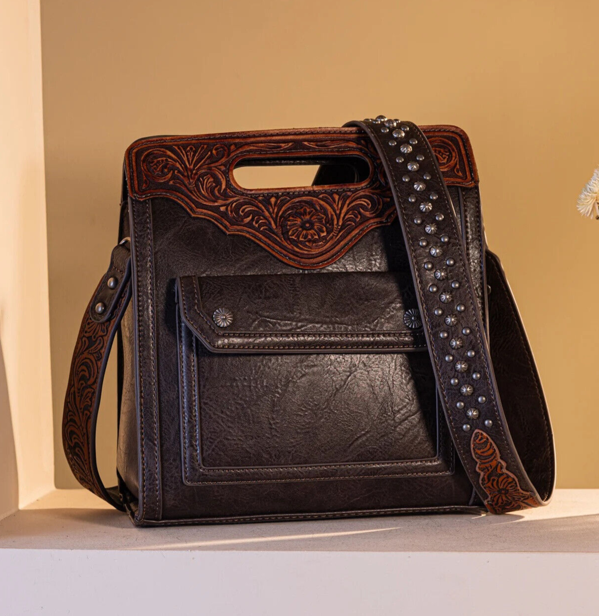 Trinity Ranch Western Cowgirl Purse Floral Tooled Crossbody Bag