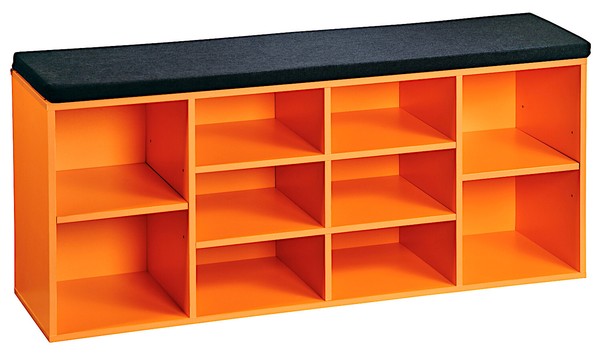 Kesper Schuhschrank / Sitzbank 15985-13 In Orange Mit Sitzkissen / Flurregal-image