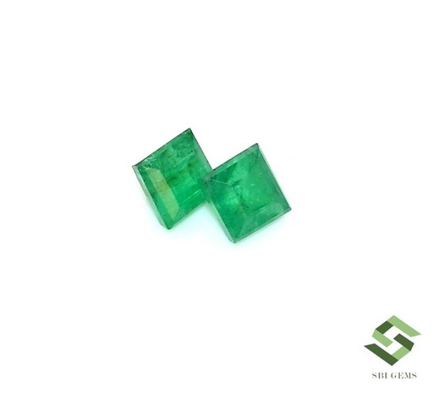 5.25x5.25 mm Certified Natural Emerald Square Cut Pair 1.83 CTS Loose Gemstones - Picture 8 of 8