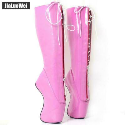18CM High Heel Hoof Heelless  Women's Cross Dresser Mid Calf Ballet Boots Shoes