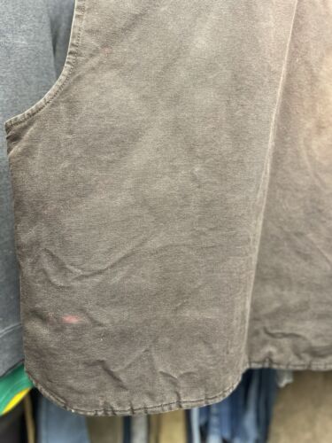 Carhartt Vest 2XL Brown Quilted Lined Canvas Workwear Rugged V02 DBK Distressed - Picture 4 of 7