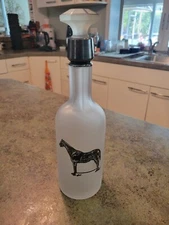 Vintage 1935 Frosted Glass Silver Overlay Equestrian Horse Vassar Show READ