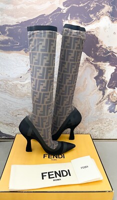 Fendi Technical Mesh FF Colibri High Heel Knee High Boots | eBay