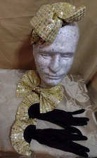 Sequined Hat, Gloves And Bow For Costumes, Cosplay, Etc