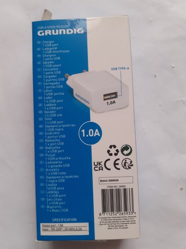 Grundig Ladestecker mit USB 1 Port 1,0 A Charger Ladegerät für Handy, Tablet PC - Bild 2 von 3