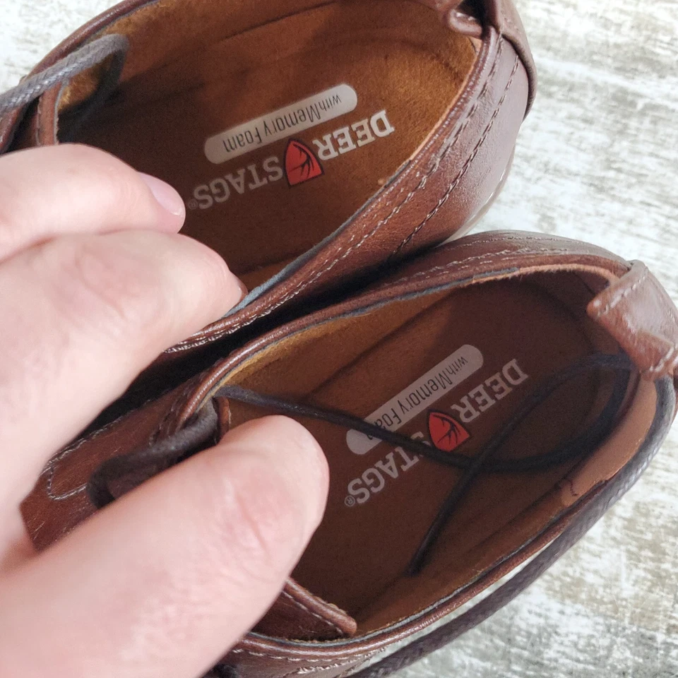 Zapatos Oxford Deer Stags Zander para niños pequeños talla 5 M cuero marrón punta almendra con cordones Foto 4 de 4
