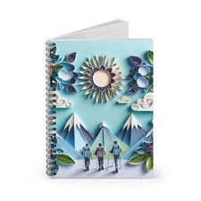 Spiral Notebook Ruled Line Hikers on a Trail Papercraft Quilling Design 2, Gift