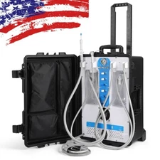 Portable Dental Delivery Unit Cart Air Compressor Syringe Suction 4 Hole P204S