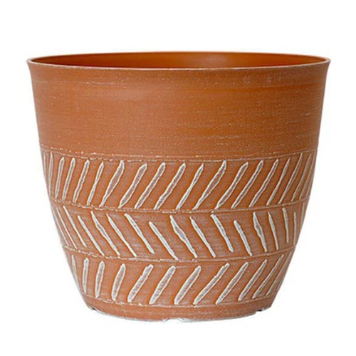 Garden Planter, Keke Powdered Clay Effect 20cm Plastic Container, Drainage Holes