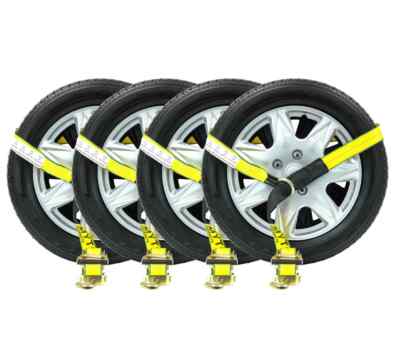 (4 Pack) 2''x10' Lasso Ratchet Strap Finger J Hook Wheel Net Auto Tow Towing T...