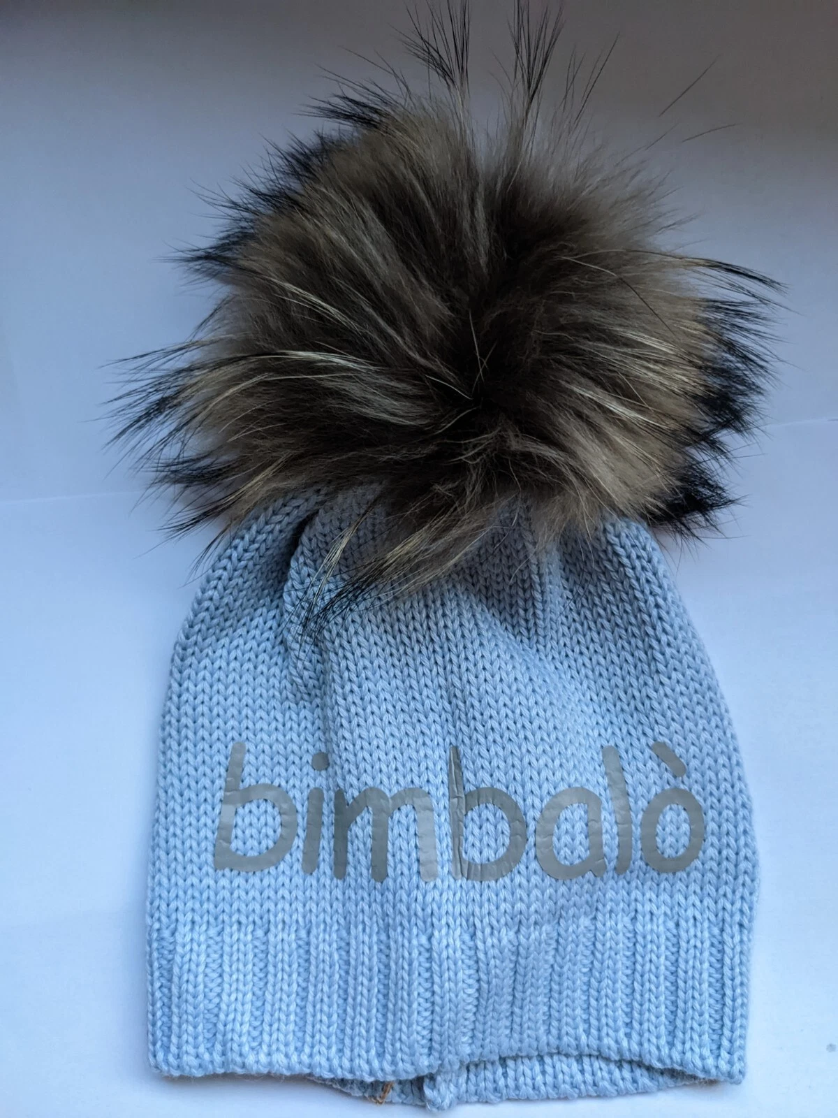 Bimbalo Boys Fur Pom Pom Knitted Hat - Blue 24 Months