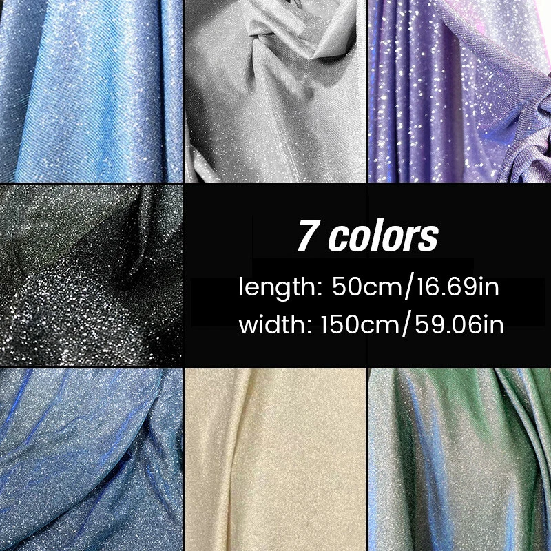 Vestido de tela brillante tejido elástico degradado rendimiento materiales brillantes 50 cm. Foto 2 de 4
