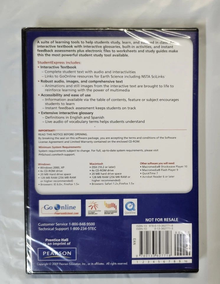 EARTH SCIENCE Student Express Interactive Textbook (Prentice Hall) CD-ROM / NEW - Image 2 of 2