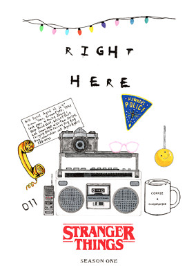 Stranger Things Original Kunst - A4 Farbposter. Einzigartiges Geschenk. Unikat.