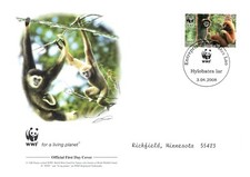 White-Handed Gibbon WWF Stamp World Wildlife Fund Official First Day Cover 2008