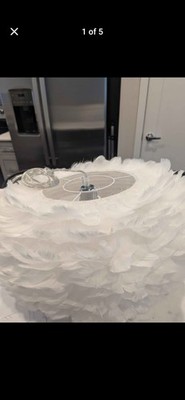 White Feather Round Pendant Ceiling Light Modern Fixture for Living Room Bedroom