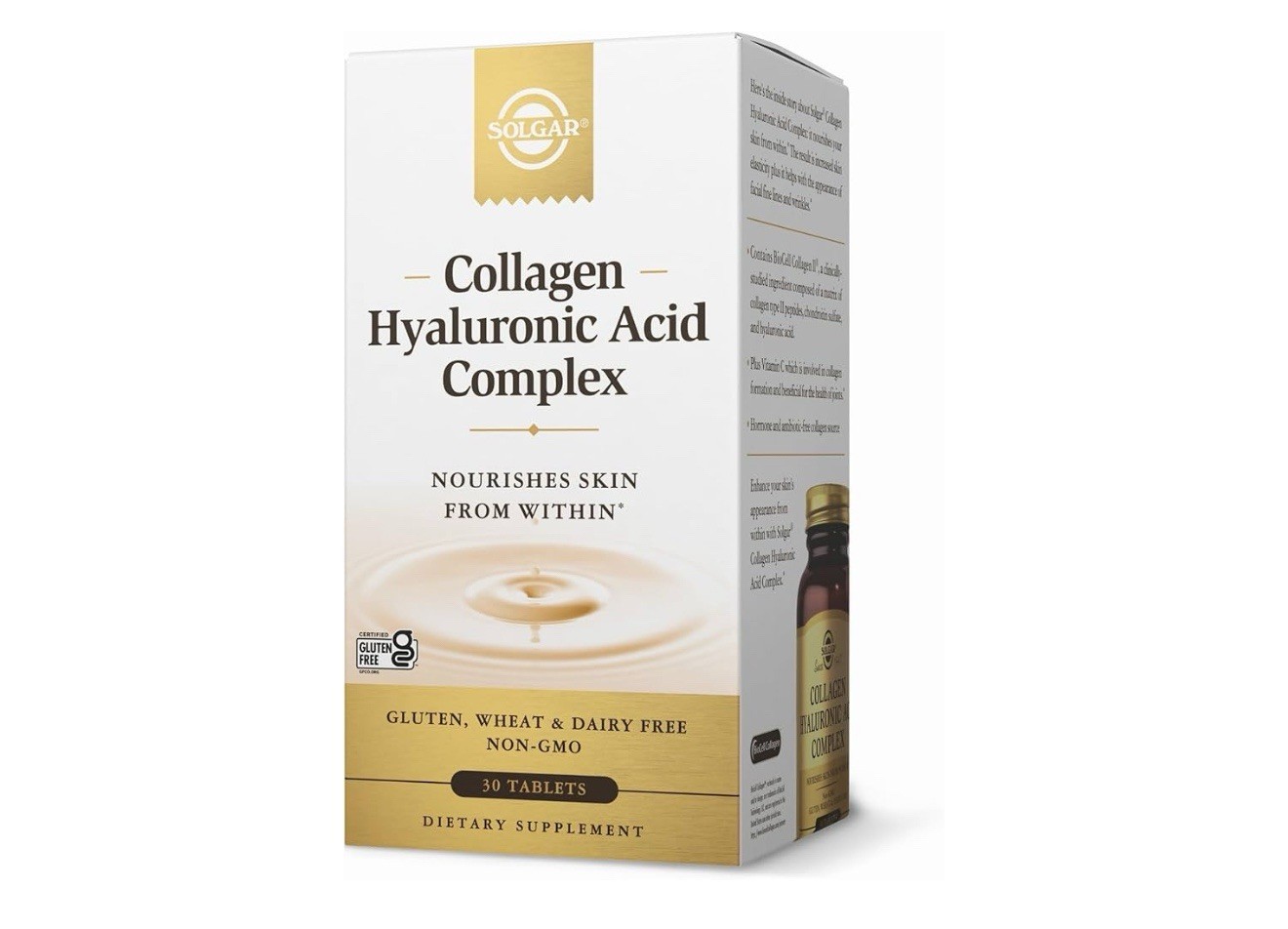 SOLGAR Collagen Hyaluronic Acid Complex 30 Tablets Exp 05/2027