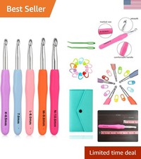Large Ergonomic Crochet Hooks Set 6.5mm 7.0mm 8.0mm 9.0mm 10.0mm 5 Size