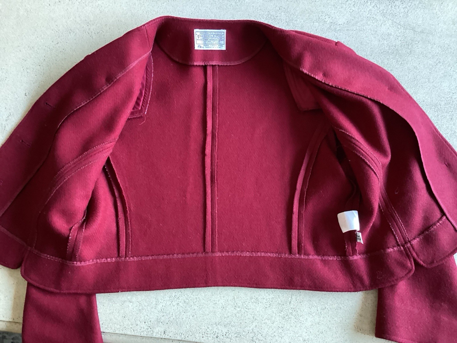 Pendleton Vintage  Wool Cropped Jacket Burgundy T… - image 7