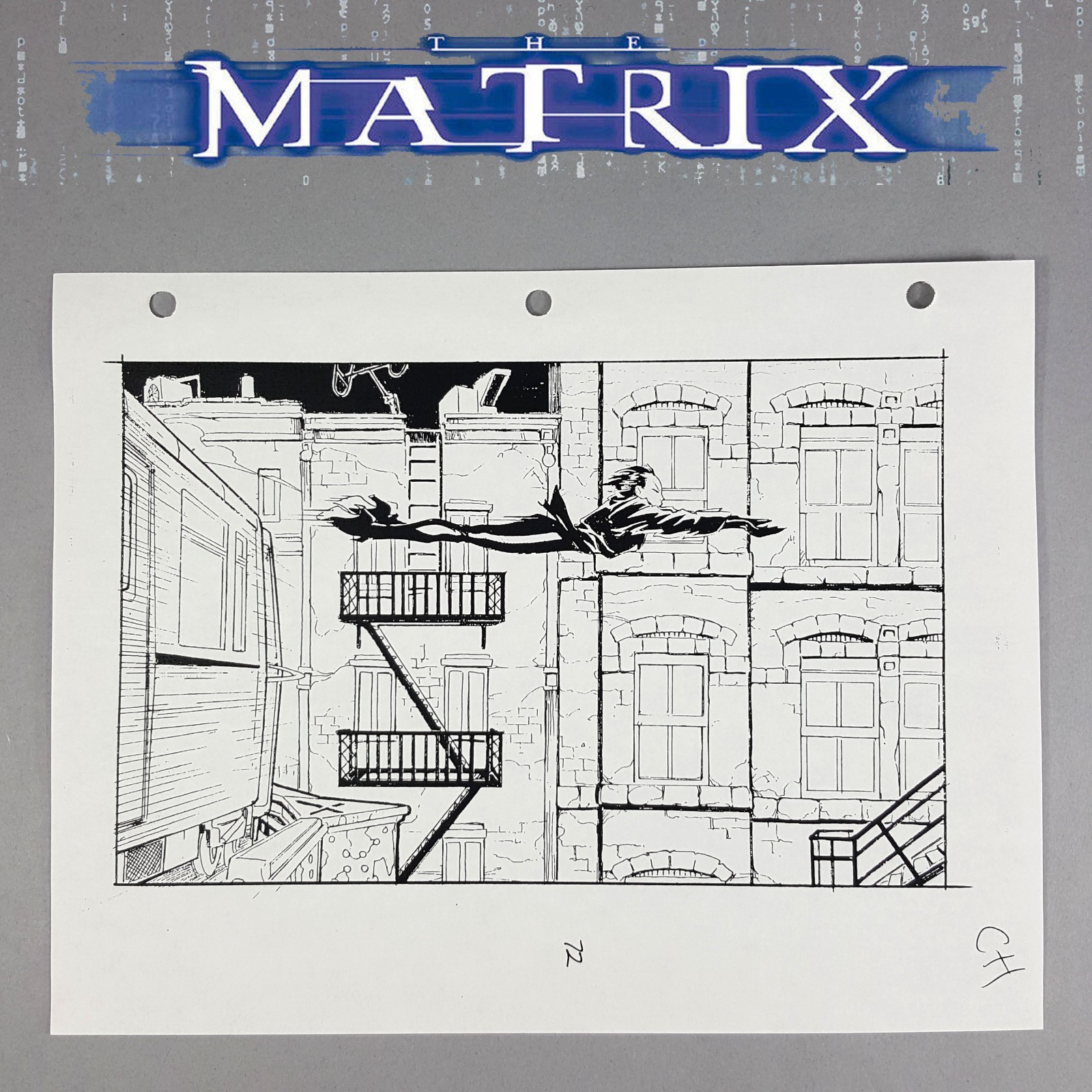 The Matrix Production Used Storyboard Trinity Chase CH72 Movie Prop