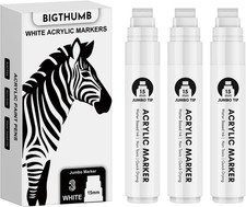 Thick White Jumbo Poster Markers: 3 Pcs 15mm Wide Tip Large Acrylic