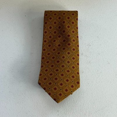 Brooks Brothers Makers Men's Necktie Pure Silk Geometric Gold Cooper