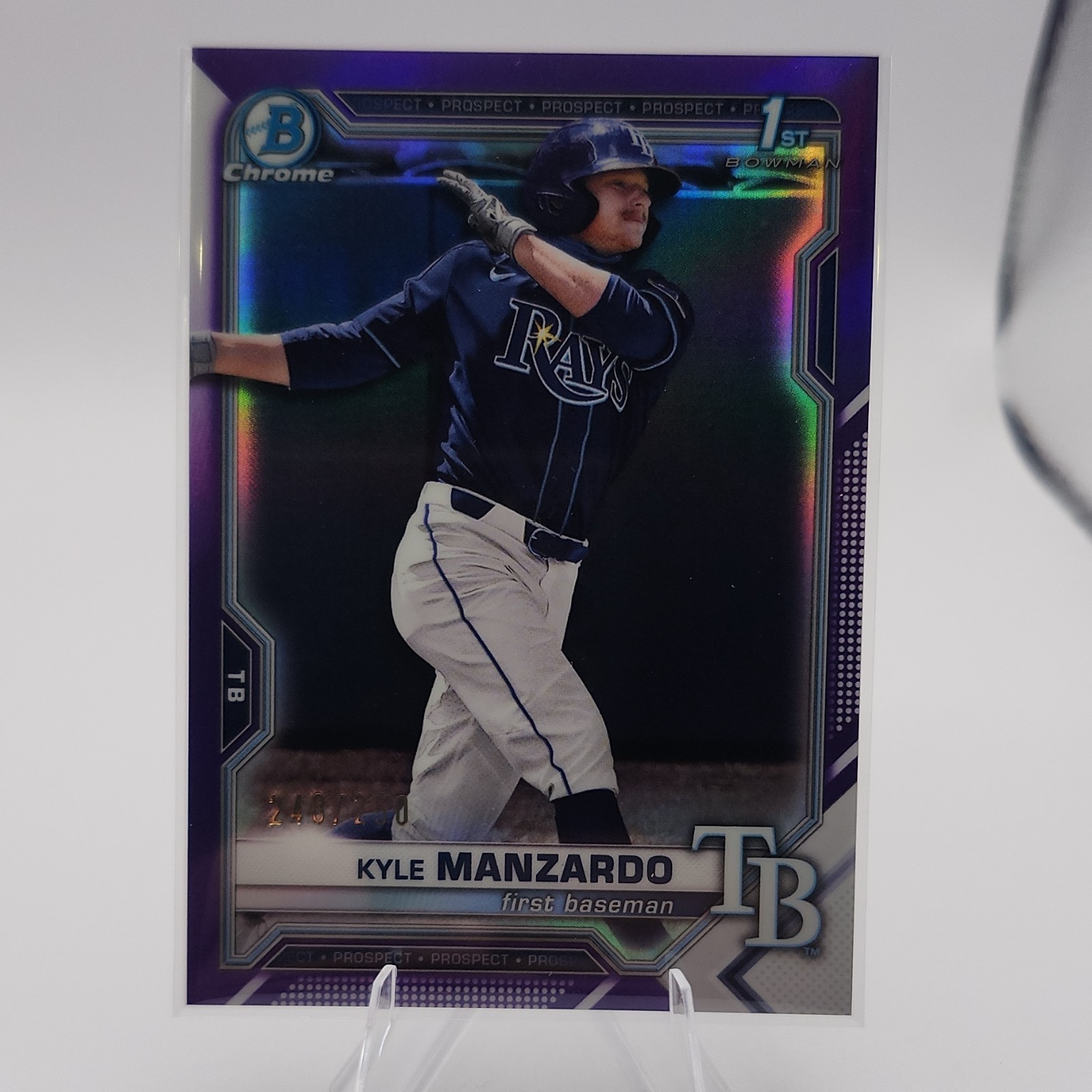 2021 Bowman Chrome #BDC-191 Kyle Manzardo Purple Refractor /250 Rookie Tampa Ba…