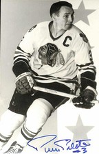 Pierre Pilote Signed Chicago Blackhawks Postcard Beckett Authenticated