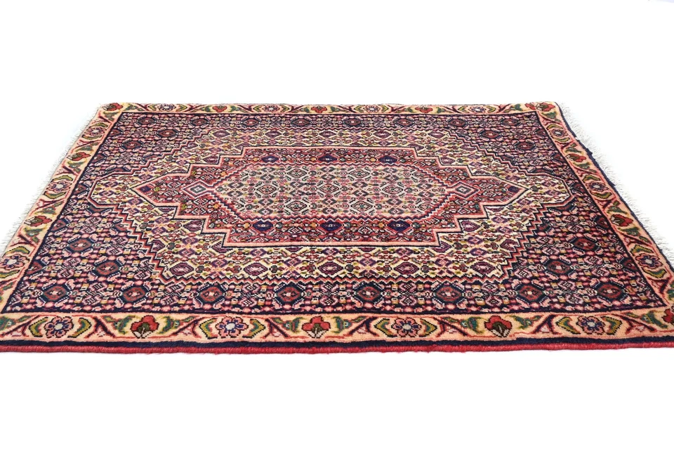 Alfombra oriental geométrica tribal púrpura hecha a mano de 2x3 pies alfombra de entrada pequeña Foto 4 de 4