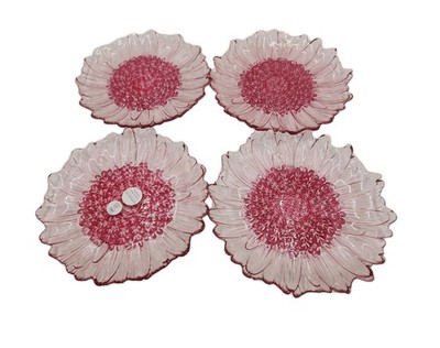 NEW Princess House Wildflower Pink Set of 4 Glass Plates Model: 10130