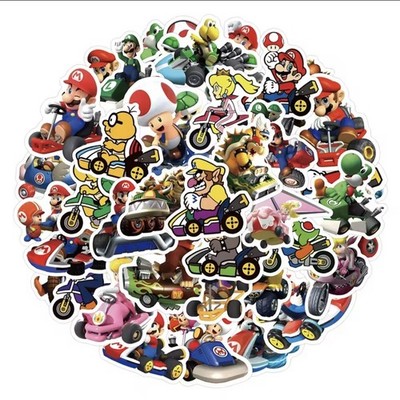 50x Super Mario Kart Sticker Nintendo Aufkleber Gmaing Videospiel Abziehbild Neu