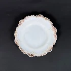 Vintage McKee Milk Glass Scalloped Plate Gold Trim White 7"