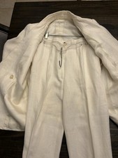 DEFECTIVE Georgio Armani Vintage Authentic Womens Linen Pant Suit Set Cr G3D