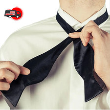 Mens Silk Satin Adjustable Bowties Self Bow Tie Solid Color Vintage Bowtie.