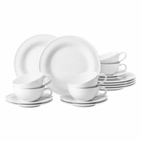 Seltmann Weiden Beat Teeservice Groß Service Geschirr Set Porzellan Weiß 18-Tlg.