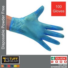 Click 2000 Vinyl Disposable Powder Free Gloves Blue Ambidextrous Synthetic PVC