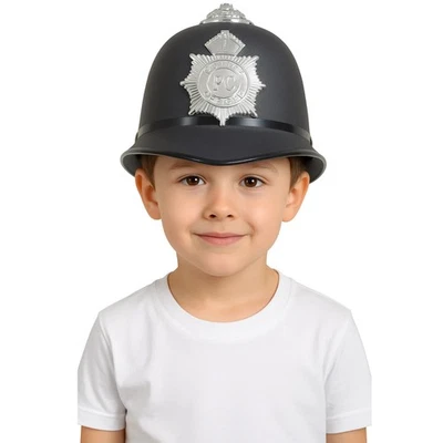 10 x Casquette Pompier Police pour Enfant en Plastique Noire Toy Hat - Photo 1/4